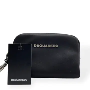 미사용 DSQUARED2 블랙 코인 케이스 멀티 파우치 로고 플레이트