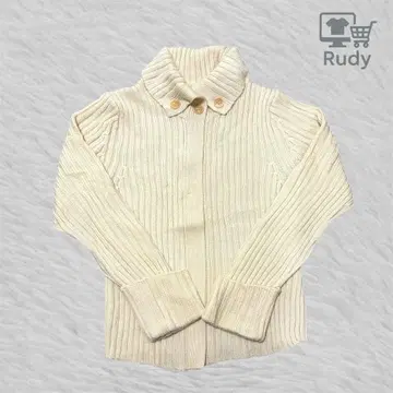 23구 울 리브 니트 하이넥 카라 부착 아이보리