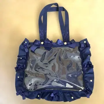 자카마트 A4 프릴 디자인 이타백용 토트백 네이비