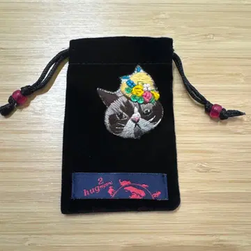 tamao 고양이 자수 브로치 복조리