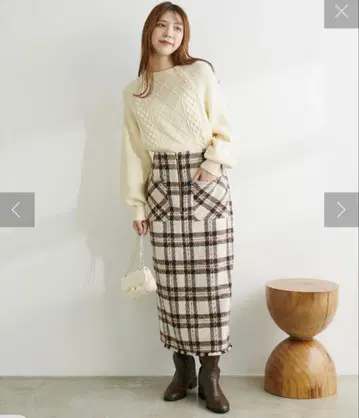 natural couture ZIP 디자인 체크 타이트 스커트