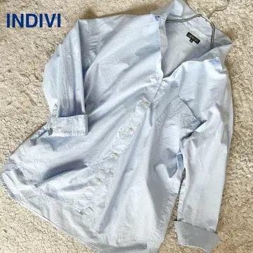 [ 새상품급 ] INDIVI 인디비 코튼 셔츠 스키퍼 셔츠 블루