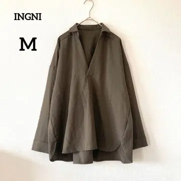 잉그 스키퍼 셔츠 M 카키 V넥 풀오버 봄/가을 114