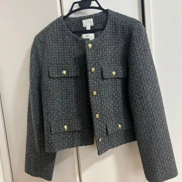 노카라 그레이 자켓 골드 버튼 H&M