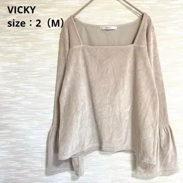 VICKY 플레어 슬리브 벨로아 풀오버 [ M ] 스퀘어 넥 1306