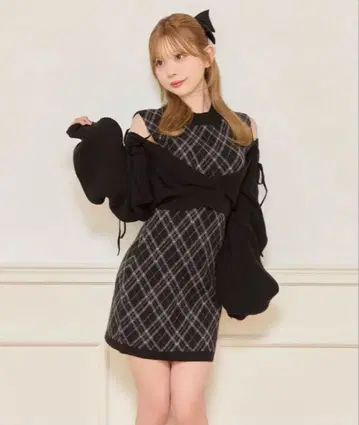 apres jour 레이어드 스타일 니트 원피스 블랙 M 사이즈