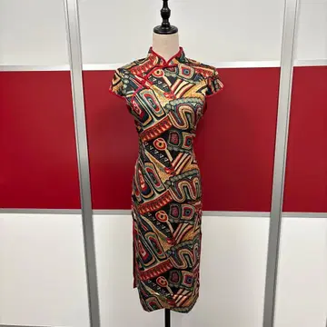 다색 무늬 차이나 드레스 반팔