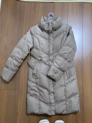 K 가르송 두 베이지 롱 다운 자켓 허리 벨트 포함