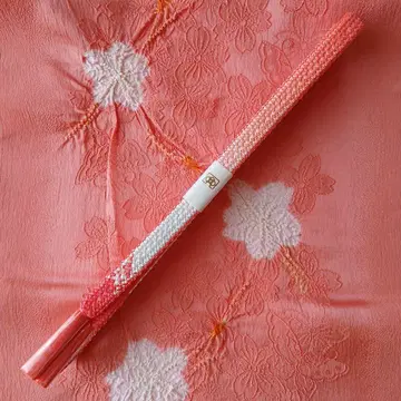 오비 장식 천 허리띠 세트 (코랄 핑크 벚꽃)