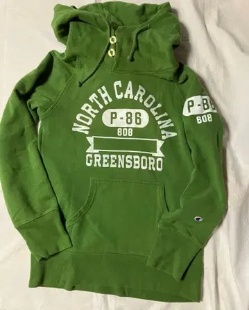 챔피온 그린 후드티 넥 버튼 사이즈 L