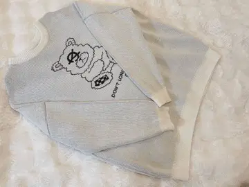 OY 곰 니트 화이트 스카이블루