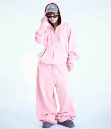 피그먼트 가공 지퍼 후드티 스웨트 팬츠 세트 [ SETUP ]