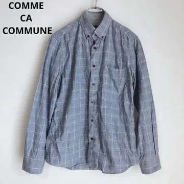 컴시즘 긴팔 셔츠 블라우스 체크 무늬 면 블루 S 겉옷 레이어드