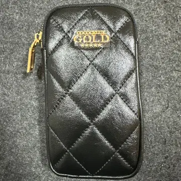 COCOCELUX GOLD 퀼팅 스마트폰 숄더백 블랙