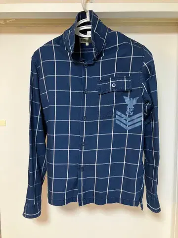 AVIREX 플란넬 셔츠 네이비 체크 무늬 아비렉스