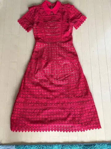 롱 드레스 레이스 빨간색