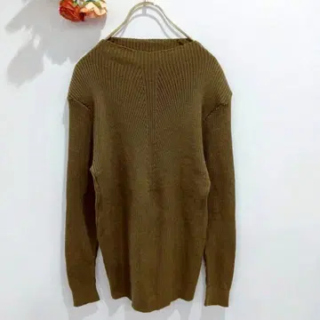 코토코토 긴팔 울 상의 [ F ] 모 100% 일본제 보트넥 카키