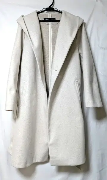 ZARA 후드 부착 롱 코트 라이트 그레이 M 사이즈