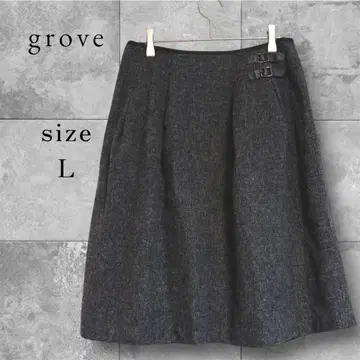 grove 그로브 울 혼방 그레이 플레어 스커트 L 스타일리시
