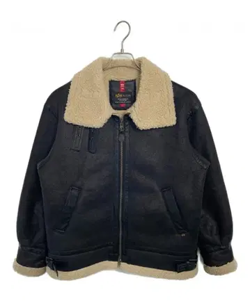 ALPHA 블랙 플라이트 자켓 보아 카라 부착