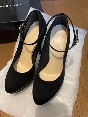 ESPERANZA 블랙 하이힐 앵클 스트랩