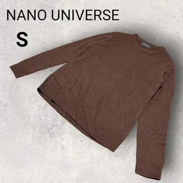 나노 유니버스 긴팔 니트 S 스웨터 브라운 크루넥 울 혼방