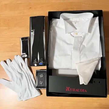 KURAUDIA 화이트 턱시도 셔츠 잡화 6점 세트
