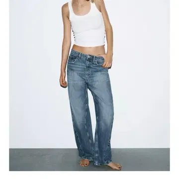 zara trf 미드 라이즈 배기 배럴 팬츠