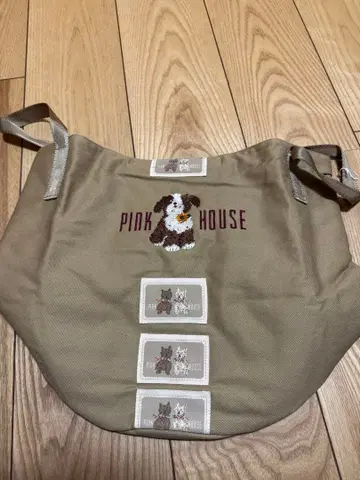 핑크하우스 개 자수 버킷백