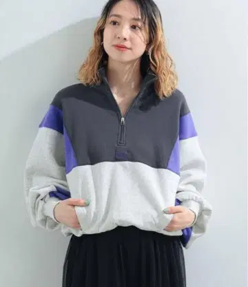 RAY BEAMS Lee 하프 지퍼 스포츠 맨투맨