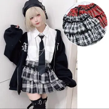 볼칸 & 아프로다이테 티어드 하토메 스커트(RED)