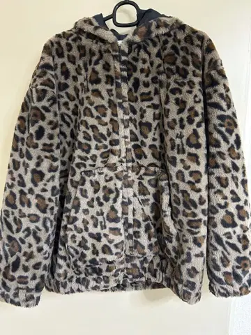 X-GIRL 레오파드 무늬 후드 부착 자켓