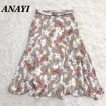[ 새상품급 ] ANAYI 페이즐리 무늬 플레어 스커트 36 화이트