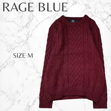레이지블루 알파카 울 혼방 크루넥 케이블 짜임 긴팔 니트 M