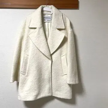 바빌론 아이보리 울 혼방 더블 브레스트 코트