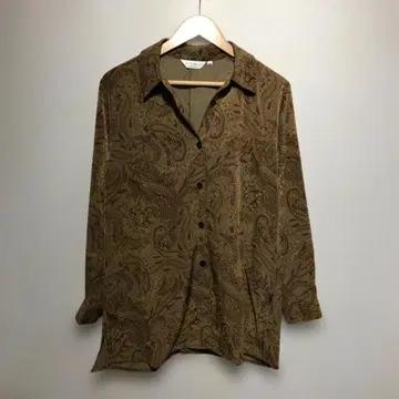 Schonmore 페이즐리 브라운 셔츠 패턴 셔츠 레트로 캐주얼