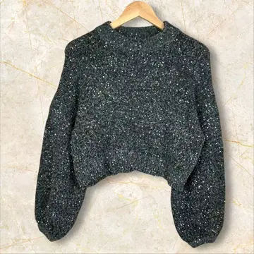 ZARA 자라 라메 믹스 그레이 계열 니트 크롭 스웨터