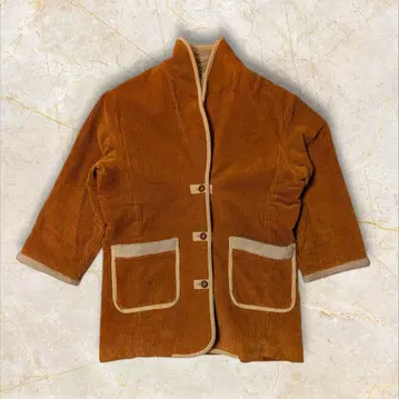 오렌지 코듀로이 3/4 소매 자켓