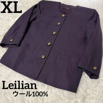 컨디션 최상 레리안 빅 사이즈 13 울 100% 노카라 코트 골드 버튼