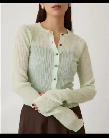 새상품 crie comforto 가디건 시어 리브 니트 가디건