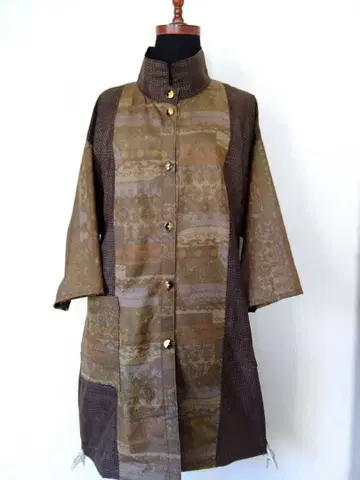 기모노 리메이크 남자 오오시마와 실크 기모노의 절개 자켓 코트(no69)