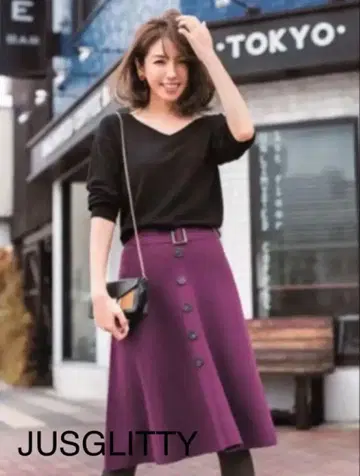 JUSGLITTY 플레어 니트 원피스