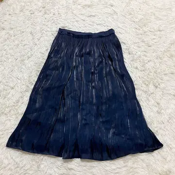 여성용 플레어 스커트 A라인 광택감 허리밴딩 고급 플리츠