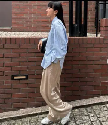 클라네 새틴 슬랙스 팬츠 SATIN SLACKS PANTS 베이지 2