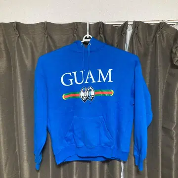 GUAM 로고 후드 부착 후드티 파랑