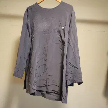 KORET 그레이 실크 100% 긴팔 셔츠