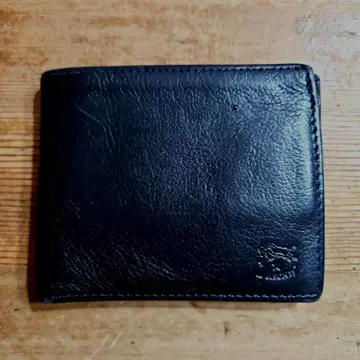 일비종떼 가죽 블랙 이단 접이식 지갑