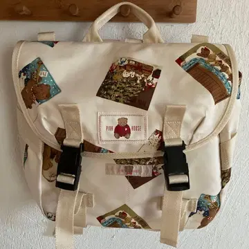 가격 인하 핑크하우스 곰 크리스마스 패턴 백팩 가방 화이트