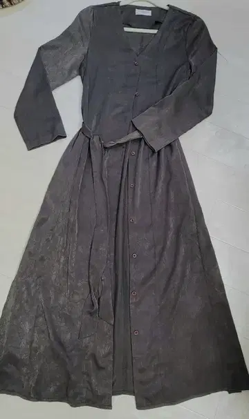 그레이 스웨이드풍 롱 가디건