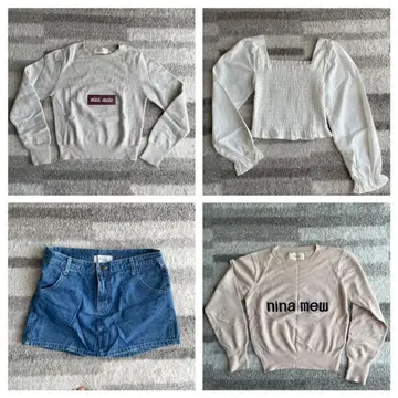 니나뮤우 스웨터&숏팬츠 3세트 + 화이트 블라우스 1장 총 4세트